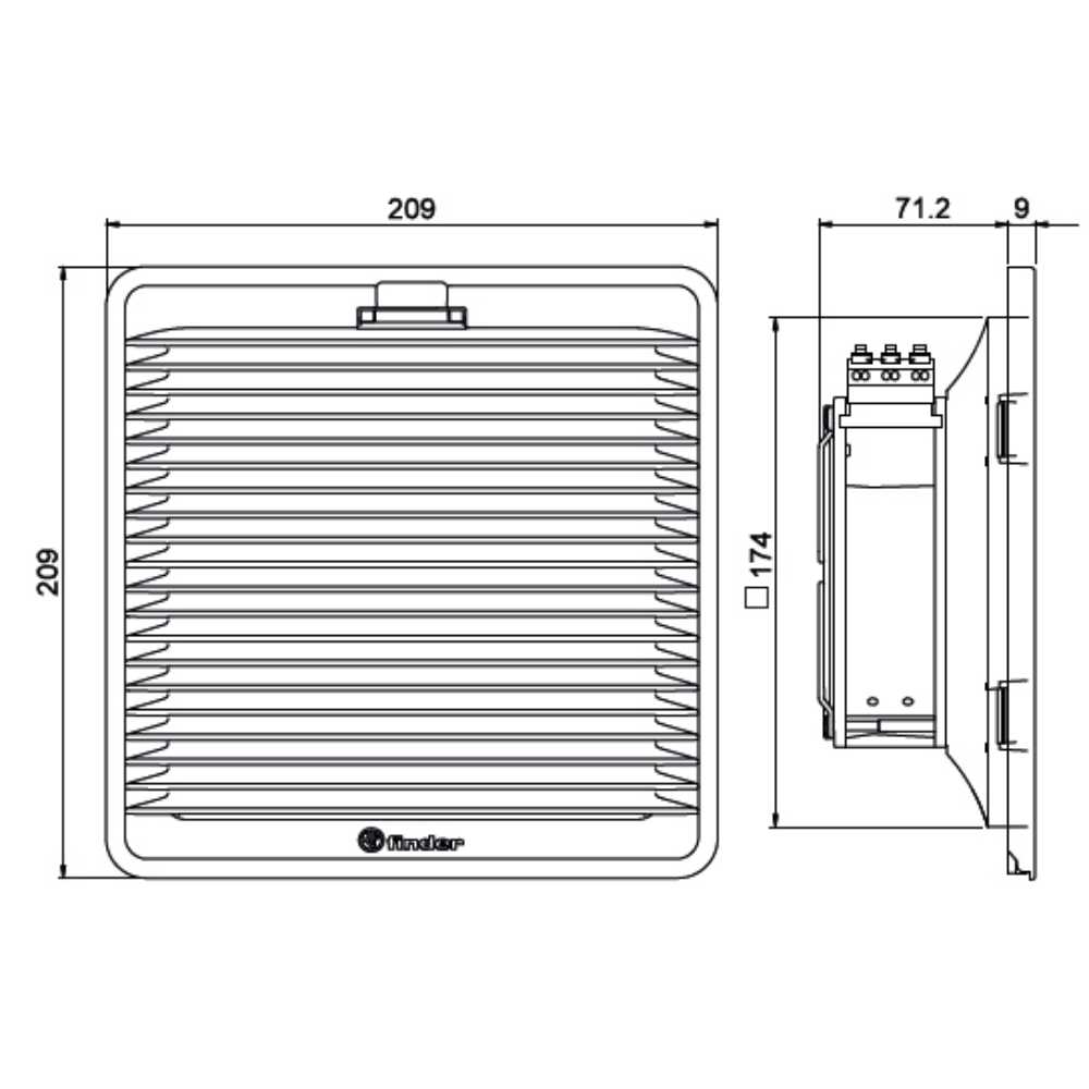 VENTILADOR 28W/230VCA. CON VOLUMEN DE AIRE 100M3 TAM. 3 FINDER