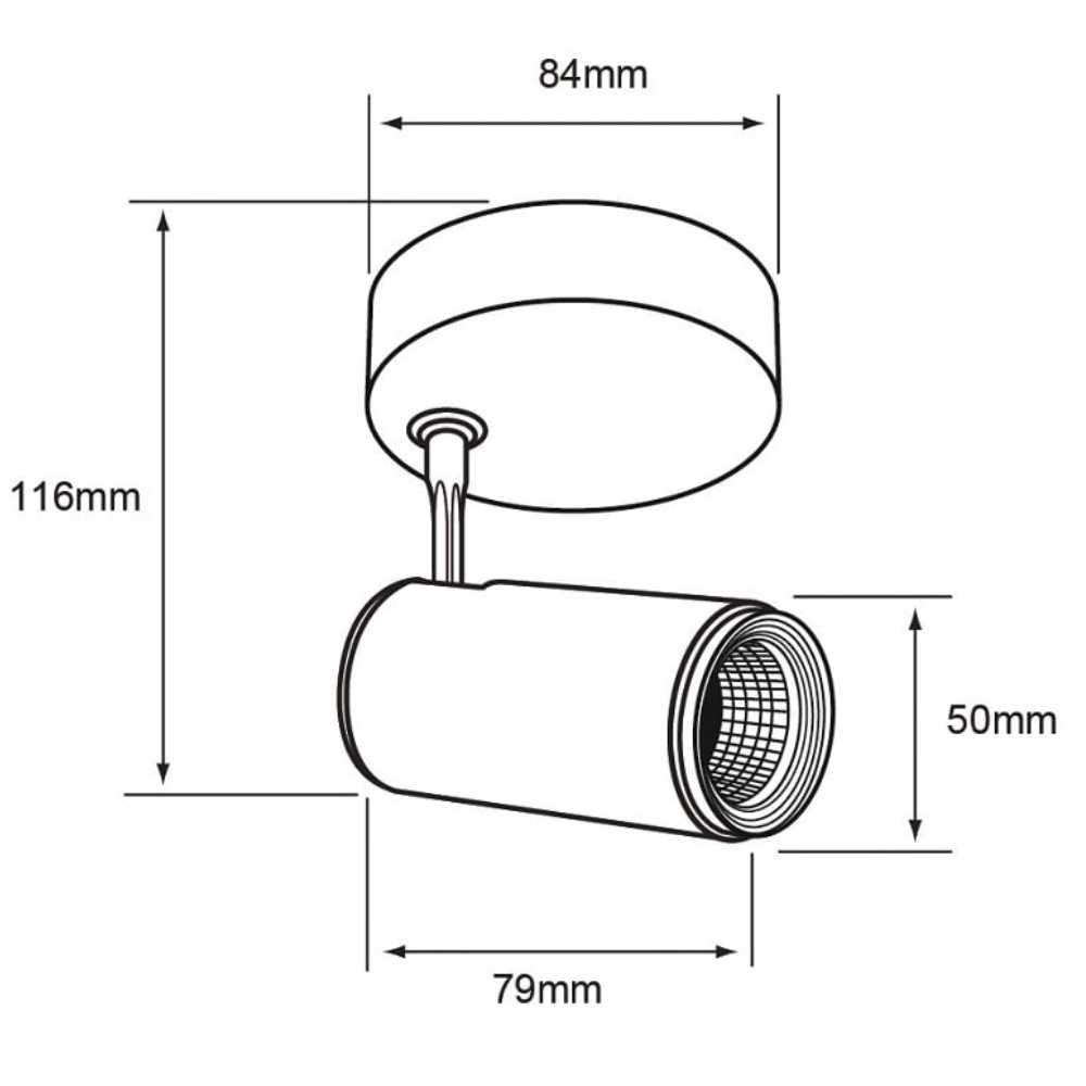 LÁMPARA DE INTERIOR LED BEID II TECNOLITE SPOT DIRIGIBLE LED INTEGRADO NEGRO