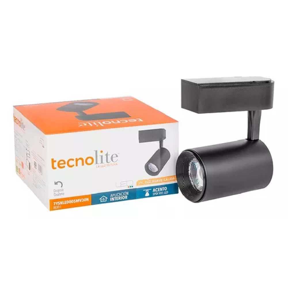 LÁMPARA DE INTERIOR LED TECNOLITE BEID I SPOT PARA RIEL 7W LUZ SUAVE CÁLIDA NEGRO