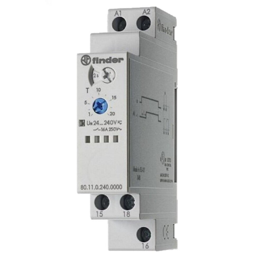 TEMPORIZADOR MODULAR MULTIFUNCION 16A. 1 CONTACTO 24....240V. FINDER