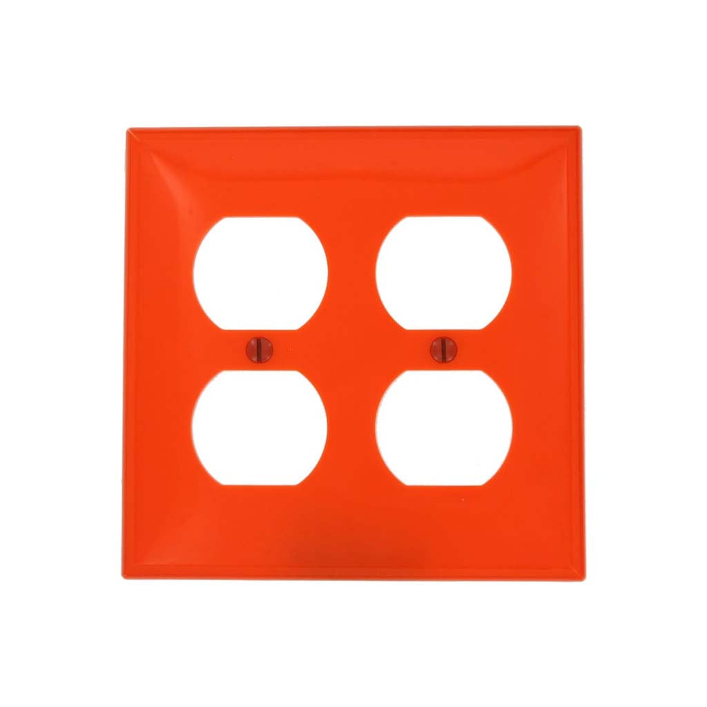 PLACA PARA 2 RECEPTACULOS DUPLEX NYLON COLOR NARANJA LEVITON