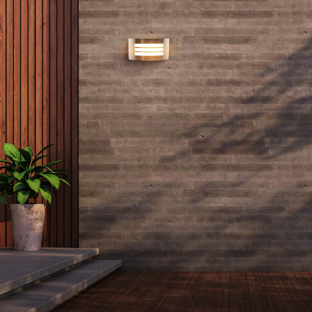 LUMINARIO A MURO CALUX 40W 127V IP54 E27 ACABADO ACERO INOXIDABLE 8144