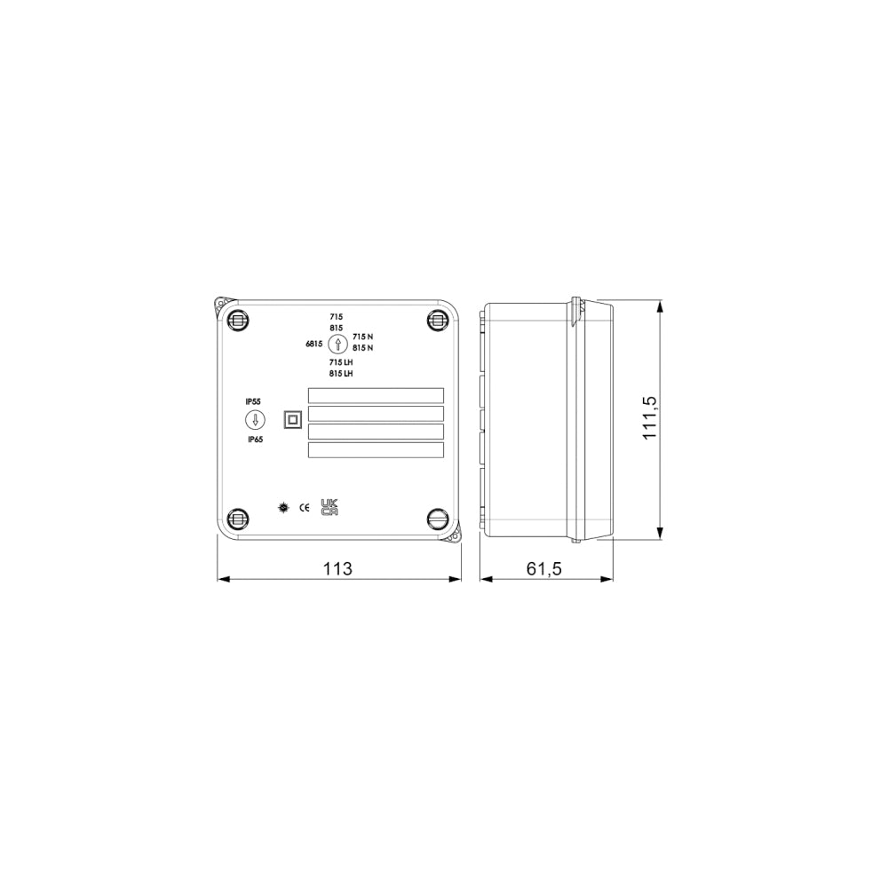 CAJA ESTANCA CIEGA IP65 IK08 100X100X55 SOLERA
