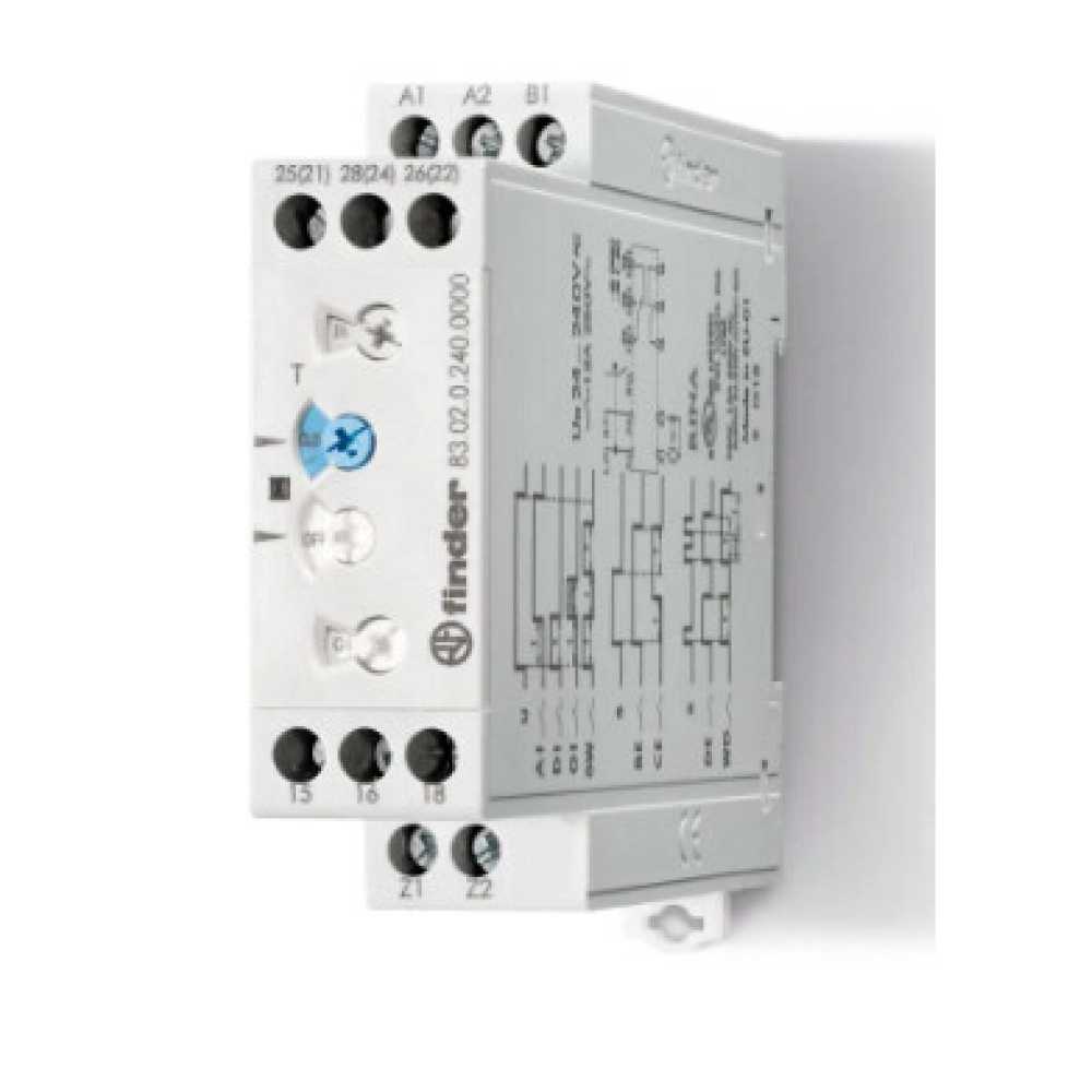 TEMPORIZADOR MODULAR MULTIFUNCION 16A. 2 CONTACTOS 24....240V. FINDER