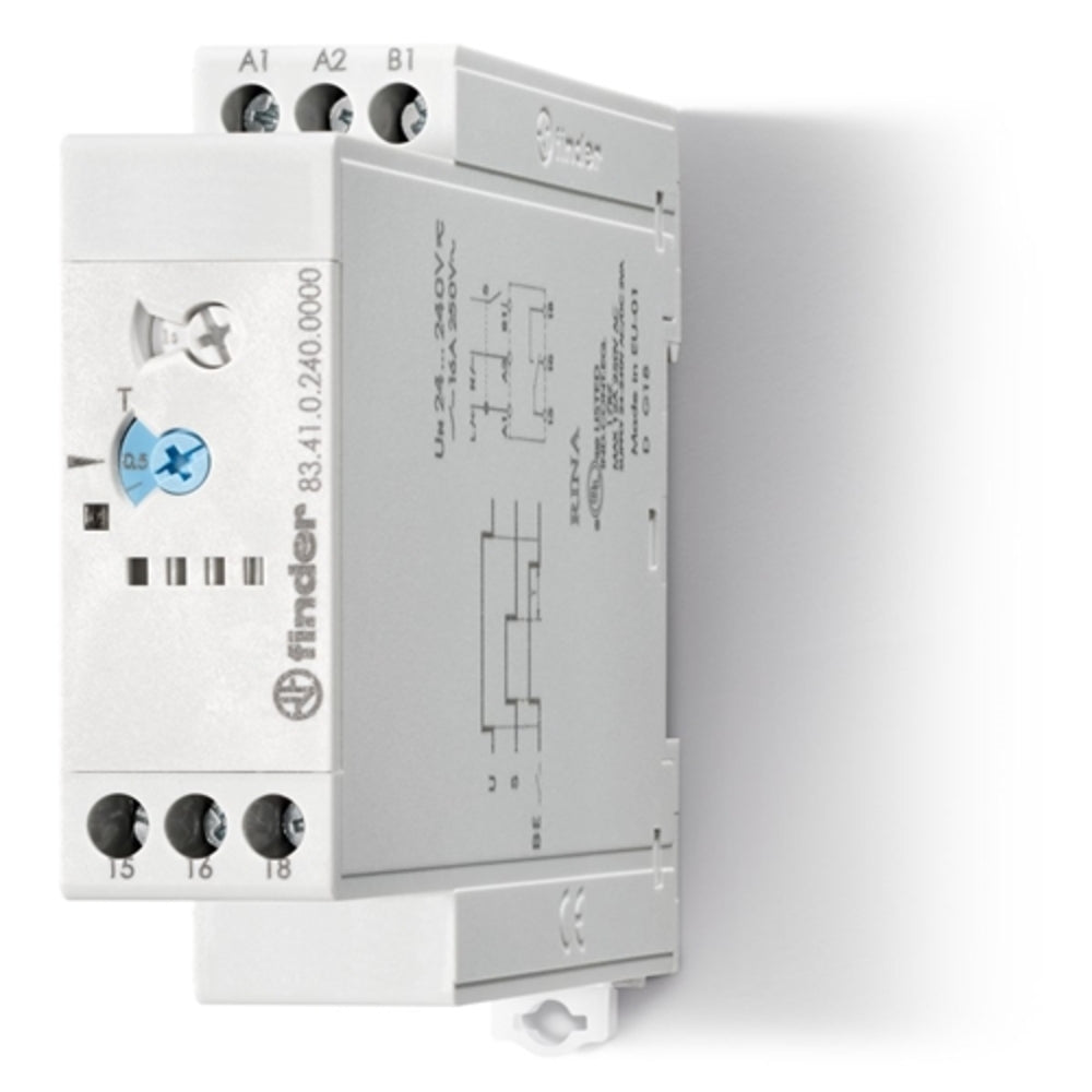 TEMPORIZADOR MODULAR MULTIFUNCION 16A. 1 CONTACTO 24....240V. TEMPORIZADO AL CORTE FINDER