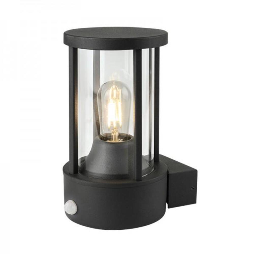 LUMINARIO SOBREPONER PARA MURO 60W E27 127V IP54 CON SENSOR MOV GRAFITO ***HAE2025***