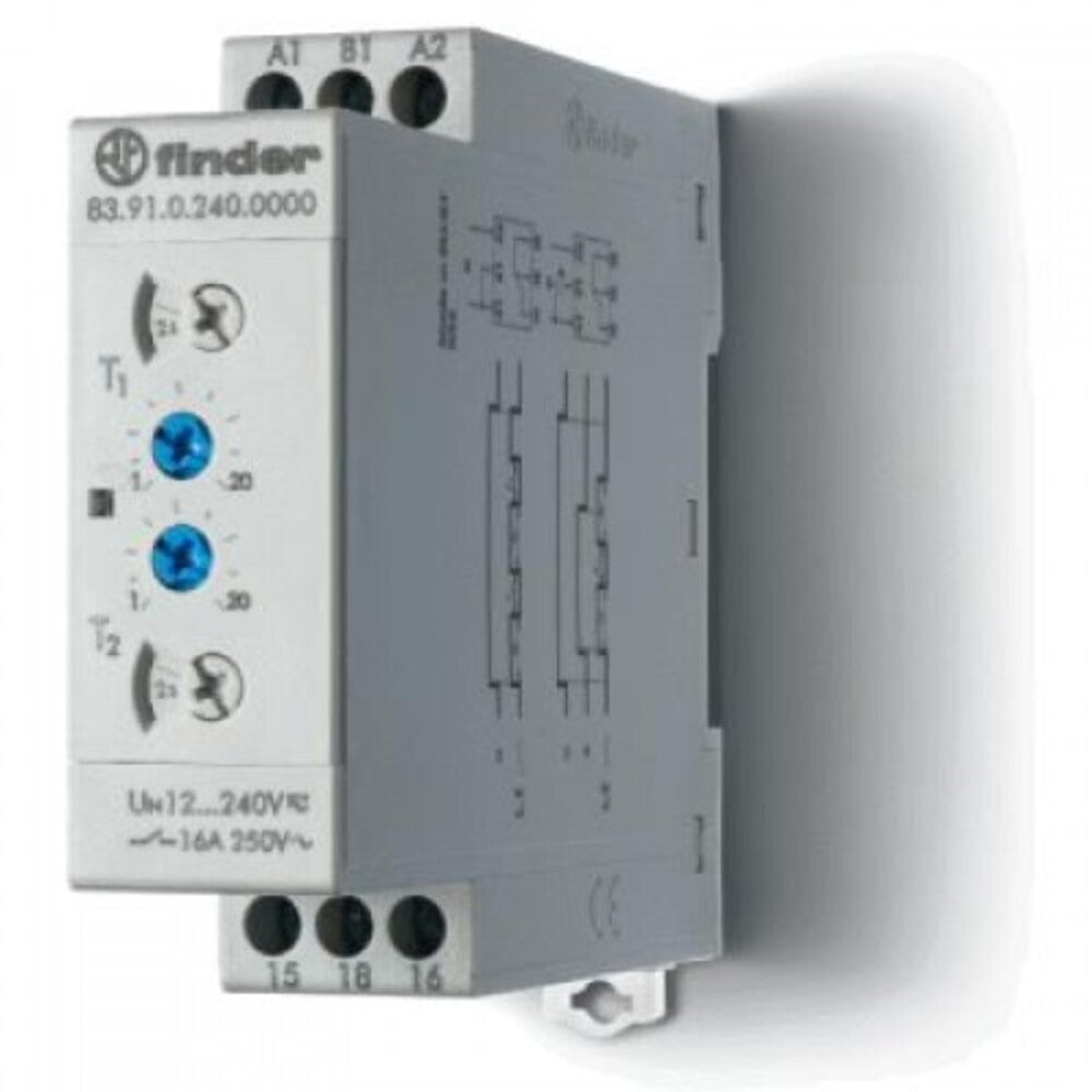 TEMPORIZADOR MODULAR MULTIFUNCION 16A. 1 CONTACTO 24....240V. ACCIONAMIENTO INTERMITENTE ASIMETRICO FINDER