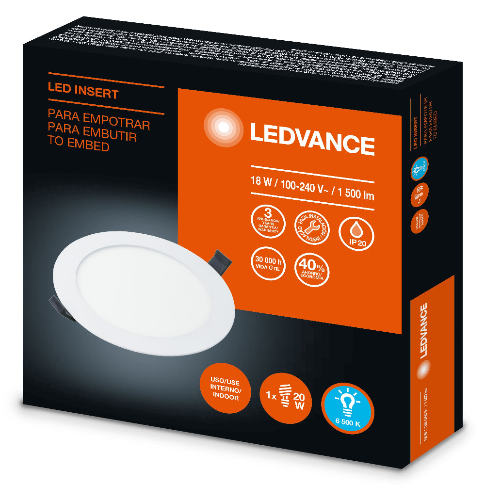 LUMINARIO INSERT 18W 6500K 100-240V RND IP20 LEDVANCE *** OFRECER 18YDLED430MV65B ***