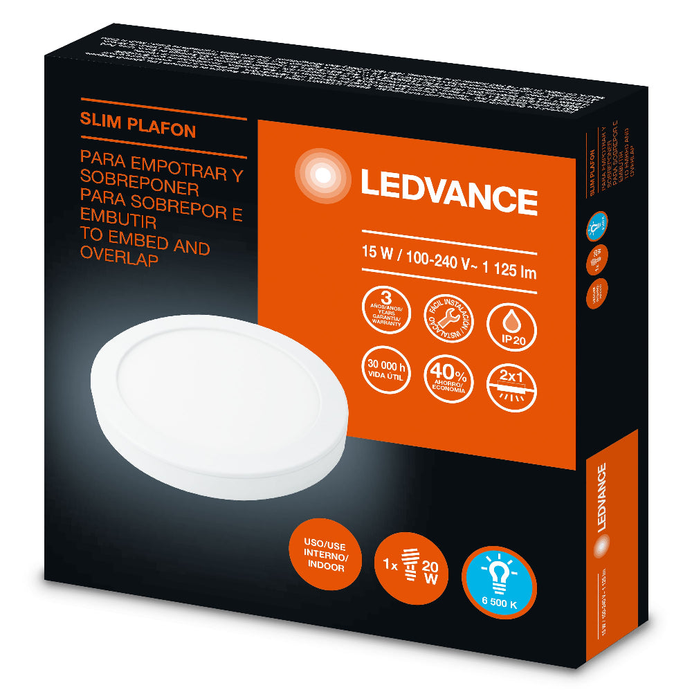 LUMINARIO REDONDO COLOR BLANCO 15W 6500K LEDVANCED SLIM *** OFRECER 18PTLLEDR65MVB ***