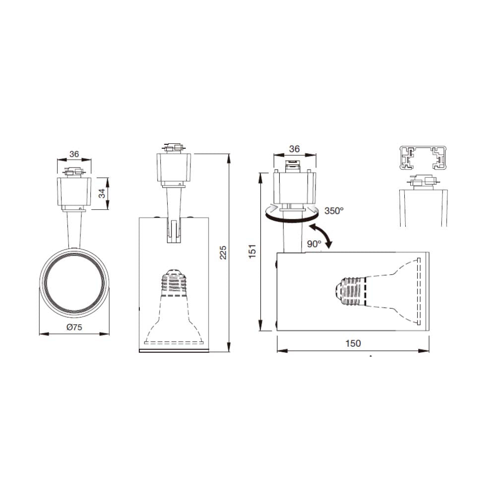 LEDVANCE TRACKLIGHT PAR20 E27 7W BLANCO