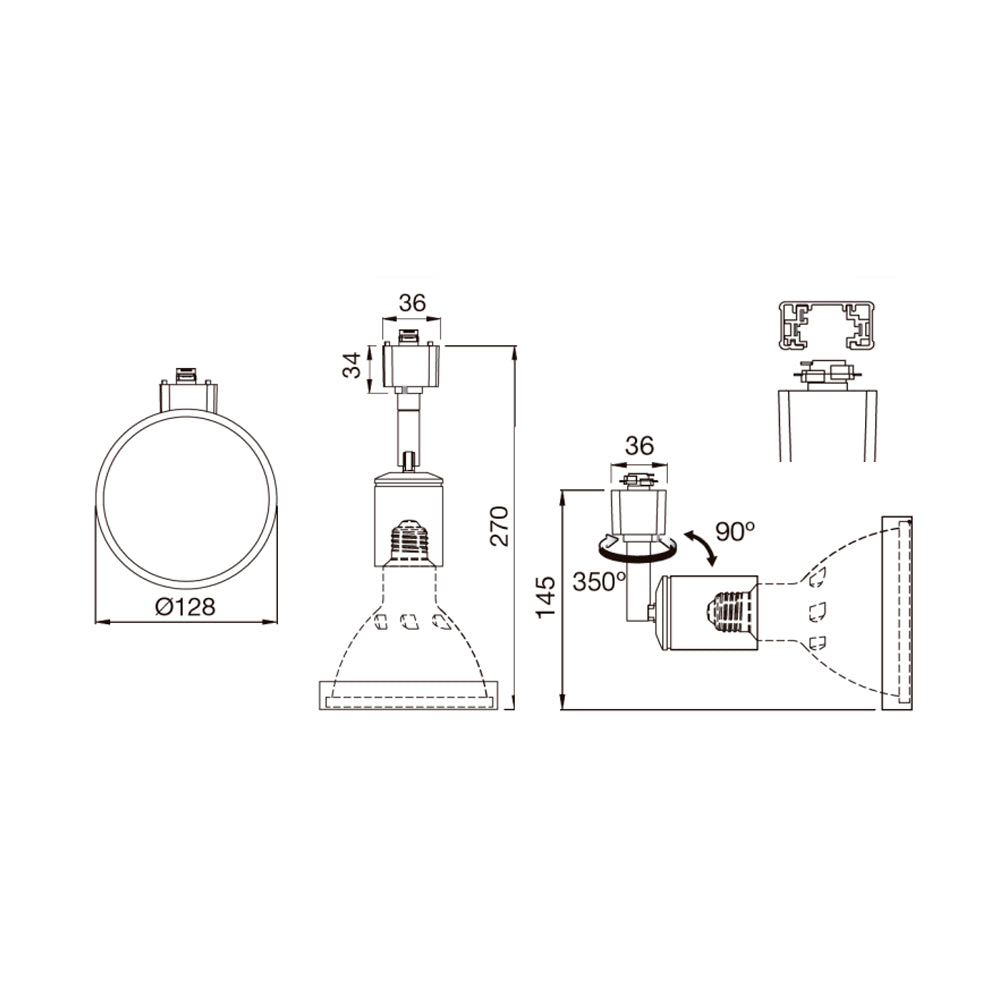 LEDVANCE TRACKLIGHT PAR38 E27 16W NEGRO