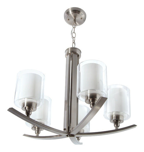 LAMPARA DE TECHO IKE LITE MDERNO NIQUEL SATINADO 40W E27 5 LUCES 05295-4 ***EXHIBIDO***