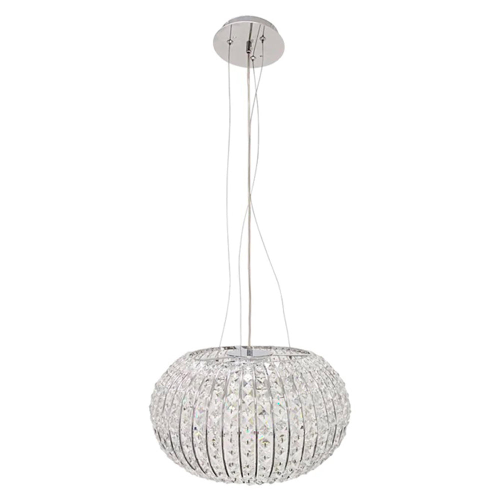 LAMPARA COLGANTE CRISTALES TRANSPARENTES CROMO E27 3 LUCES 40X40X20 *** HA. LUMI ***