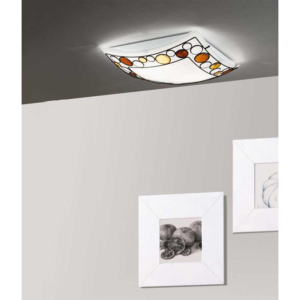 LUMINARIO TECHO / PARED ACERO BLANCO / CRISTAL SATINADO METAL BLANCO MARRON NARANJA S/ FOCO MCA EGLO *** HASTA AGOTAR ***