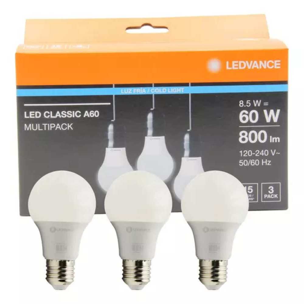 KIT LED ECO A60 8.5W 6500K (3 PZAS) 85879
