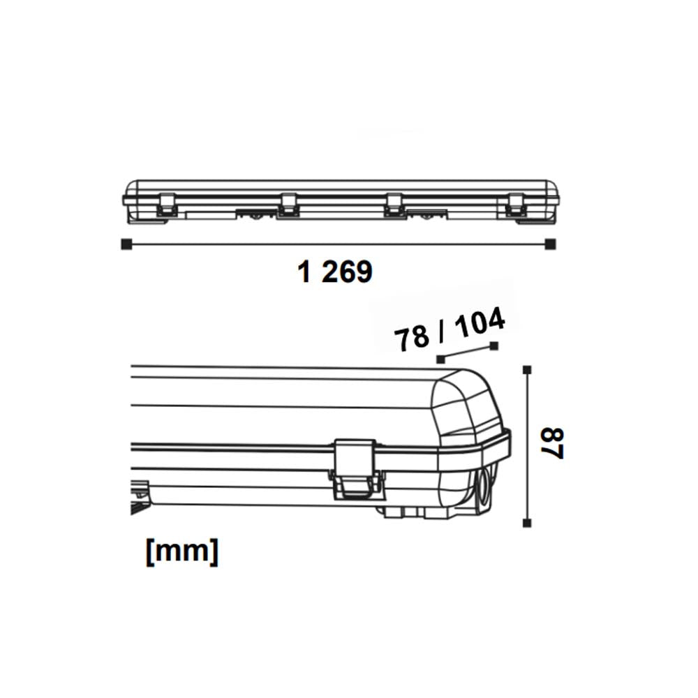 HOUSING A PRUEBA DE VAPOR Y POLVO IP65 T8,T5 LEDVANCE DAMP-PROOF 1 TUBO ***PREFERENTE USAR TUBOS QUE SE CONECTEN DE UN SOLO LADO***