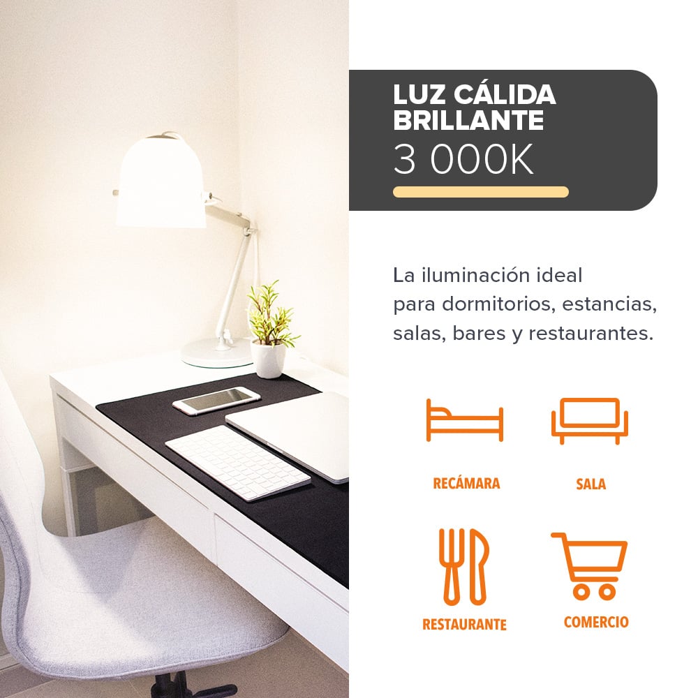 LAMPARA FIL 8W 30K CRI90 E27 A19 APERLADO