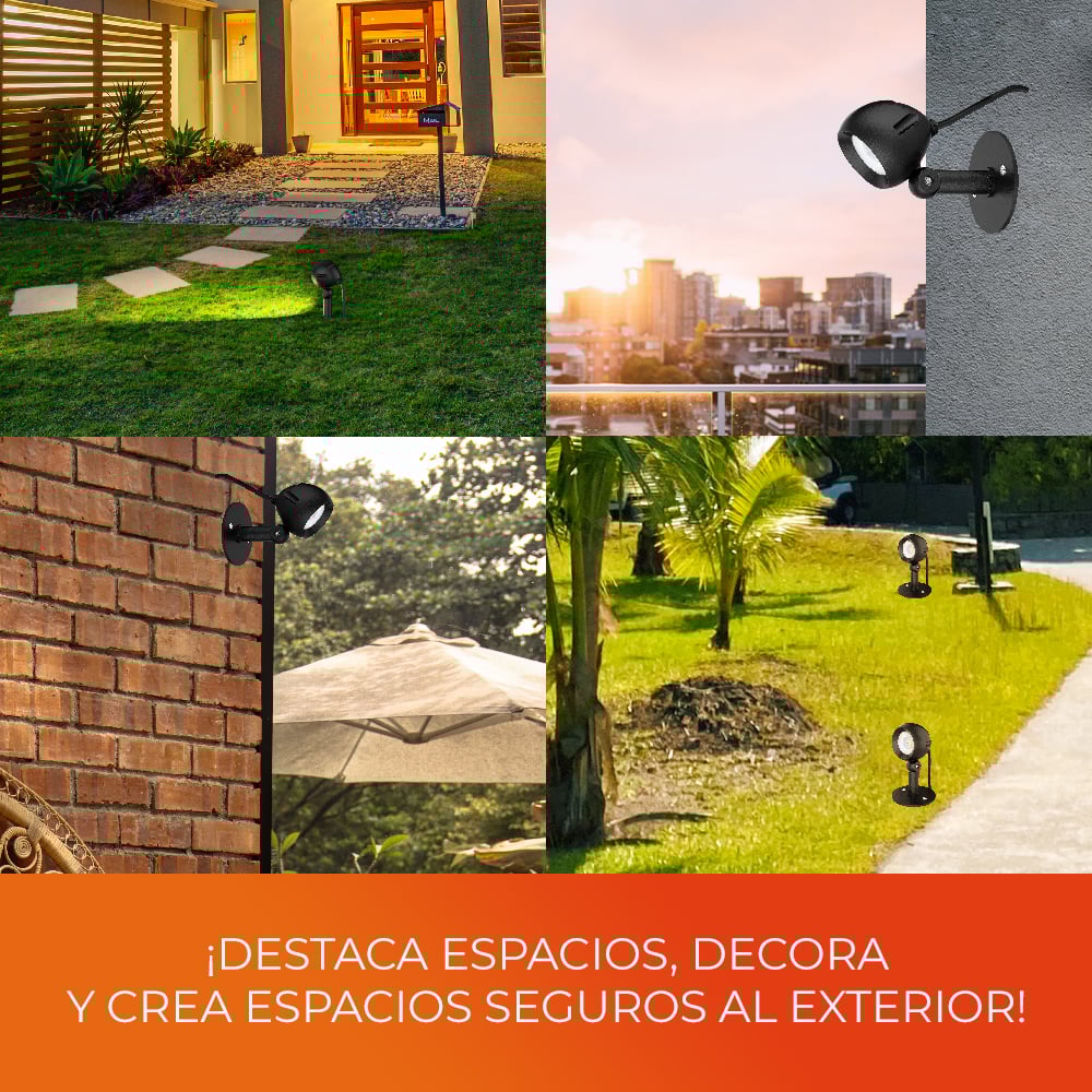 LUMINARIO EXT ACENTO LED 8W 30K NEGRO