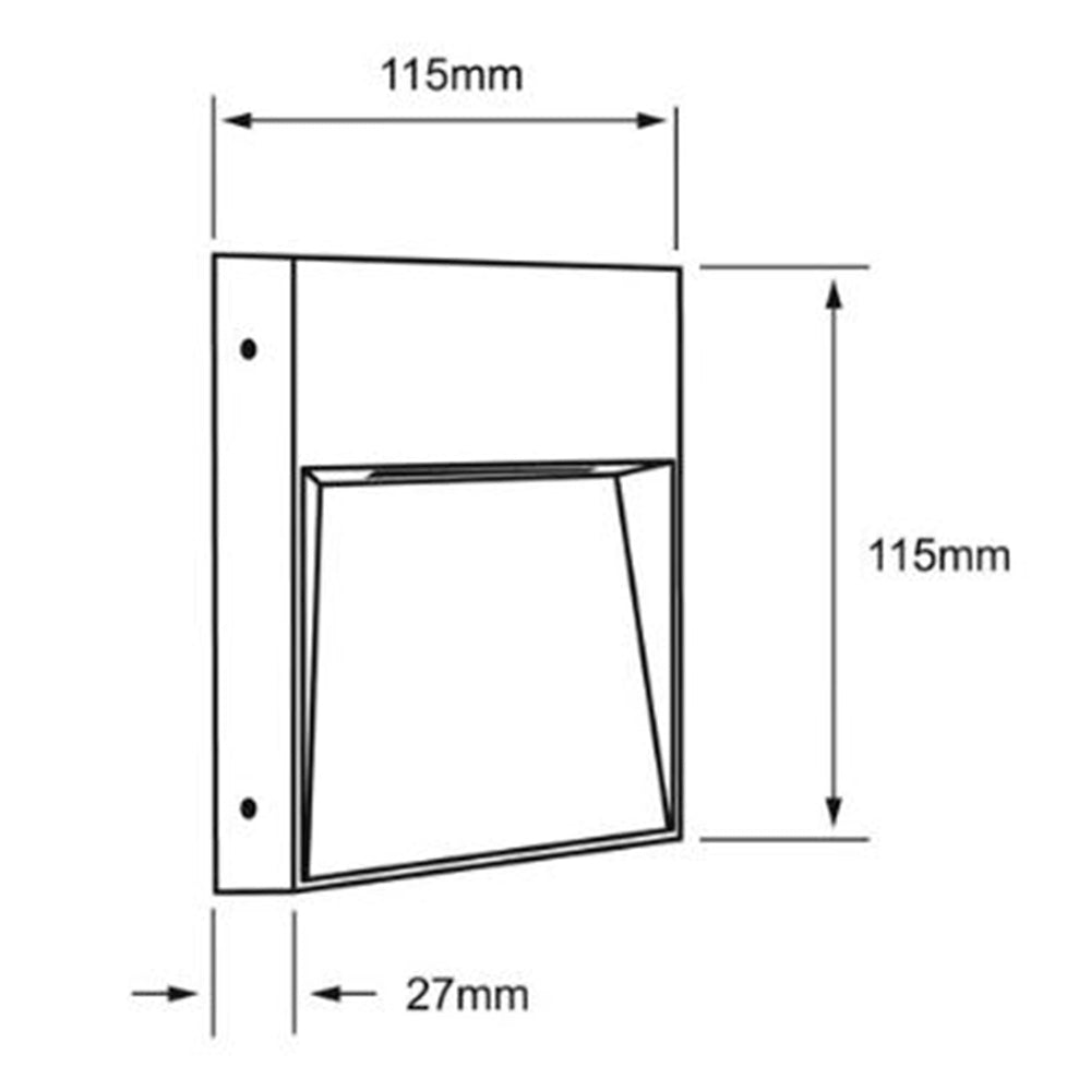 LUZ DE CORTESIA LED SOBREP. MURO 8W/127V. 3000K ALUM. NEGRO KAVE I