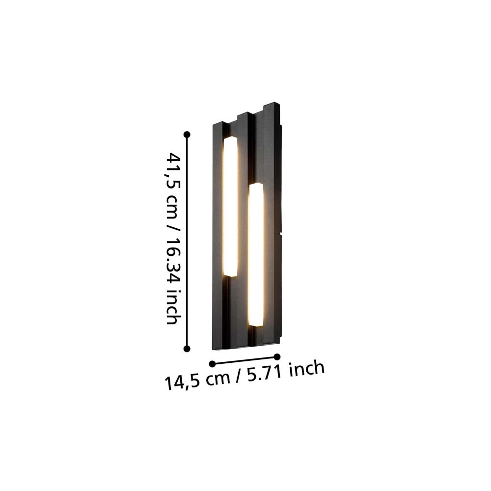 ARBOTANTE BASE RECTANGULAR NEGRA CON PERFILES LED IP55 FANDINA EGLO