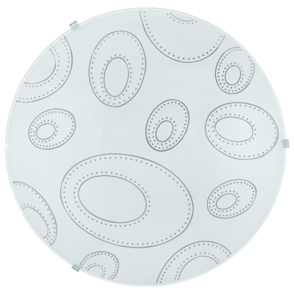 LUMINARIO DE TECHO EGLO SCALEA BASE E26 DE 60W CRISTAL BLANCO CON DISEÑO  *** HAE ***