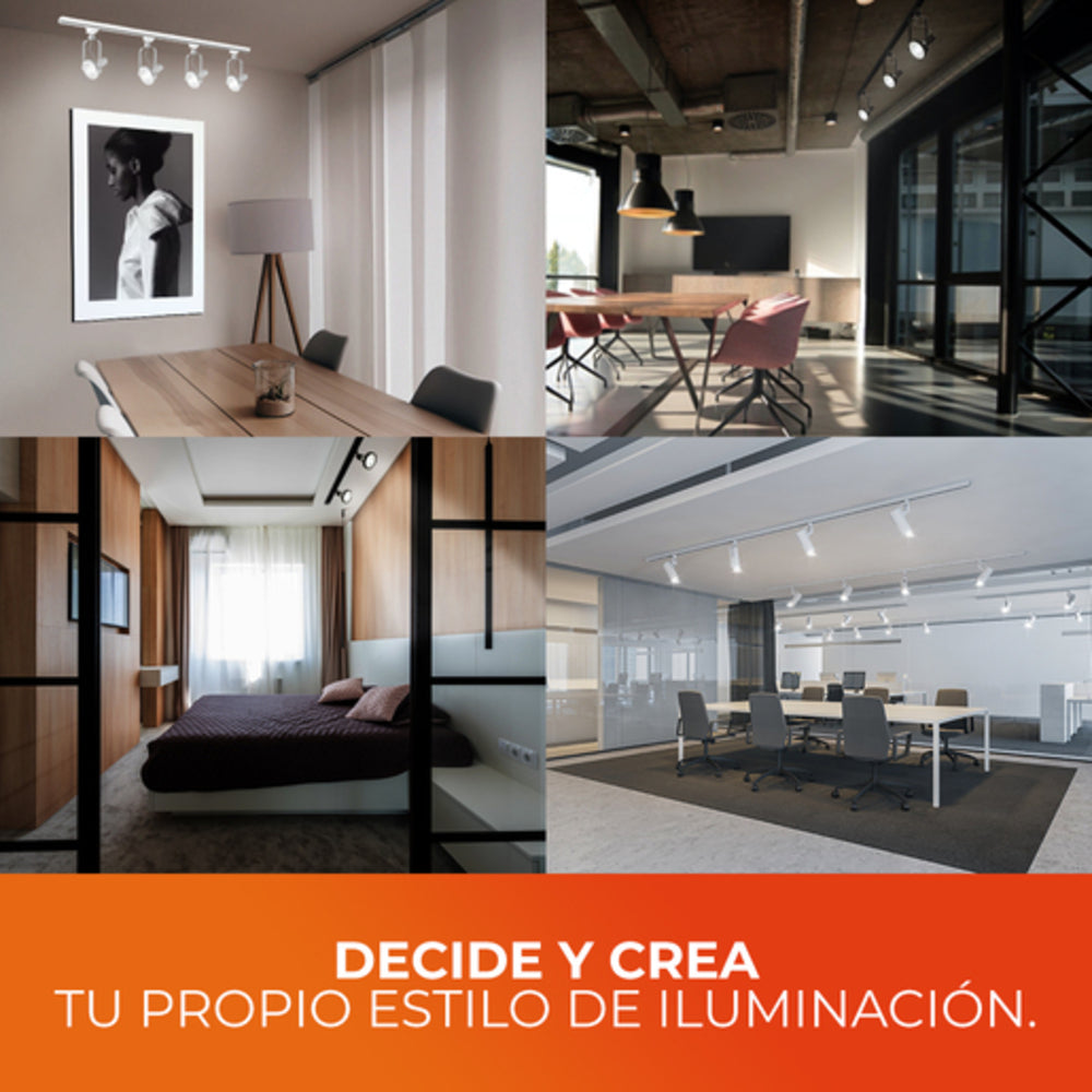 LUM. INT. SPOT RIEL 100-240V BLANCO E-27 SIN LAMPARA TECNOLITE