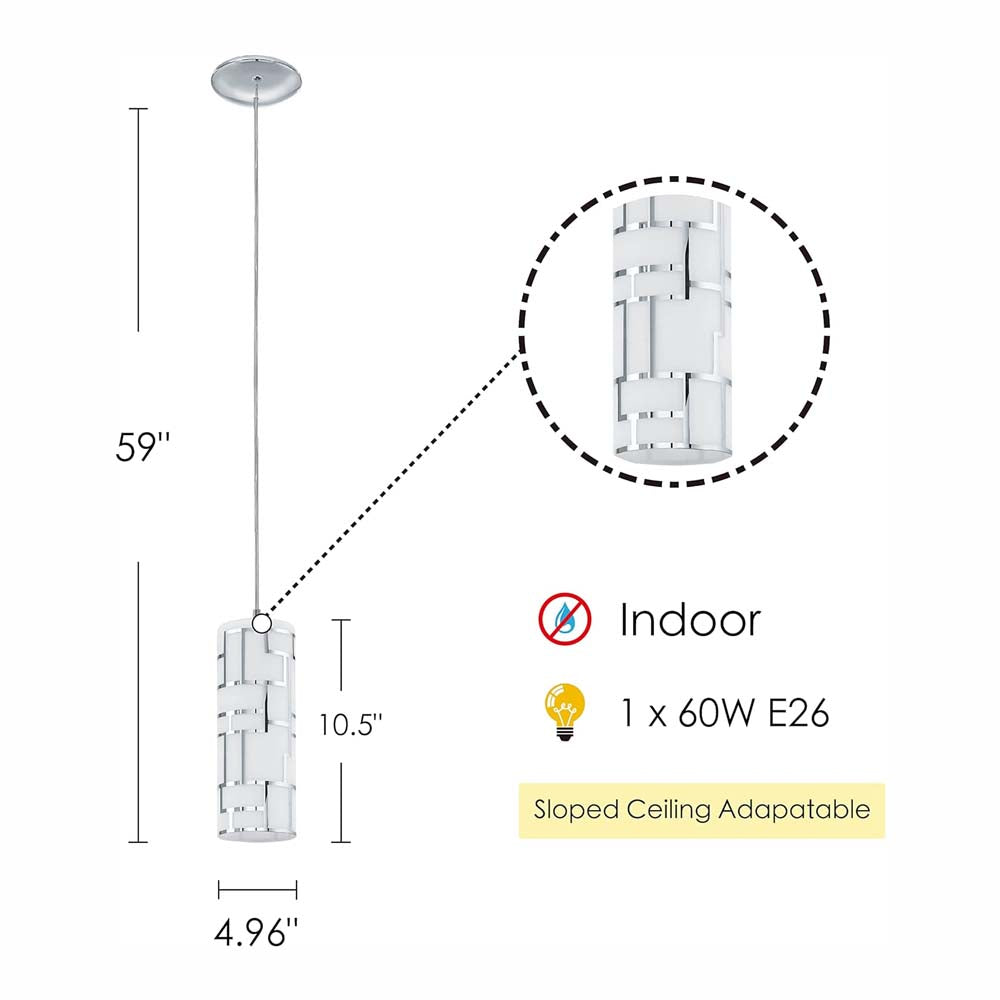 LUMINARIO COLGANTE CRISTAL BLANCO 1X60W E26 ACABADO CROMO EGLO