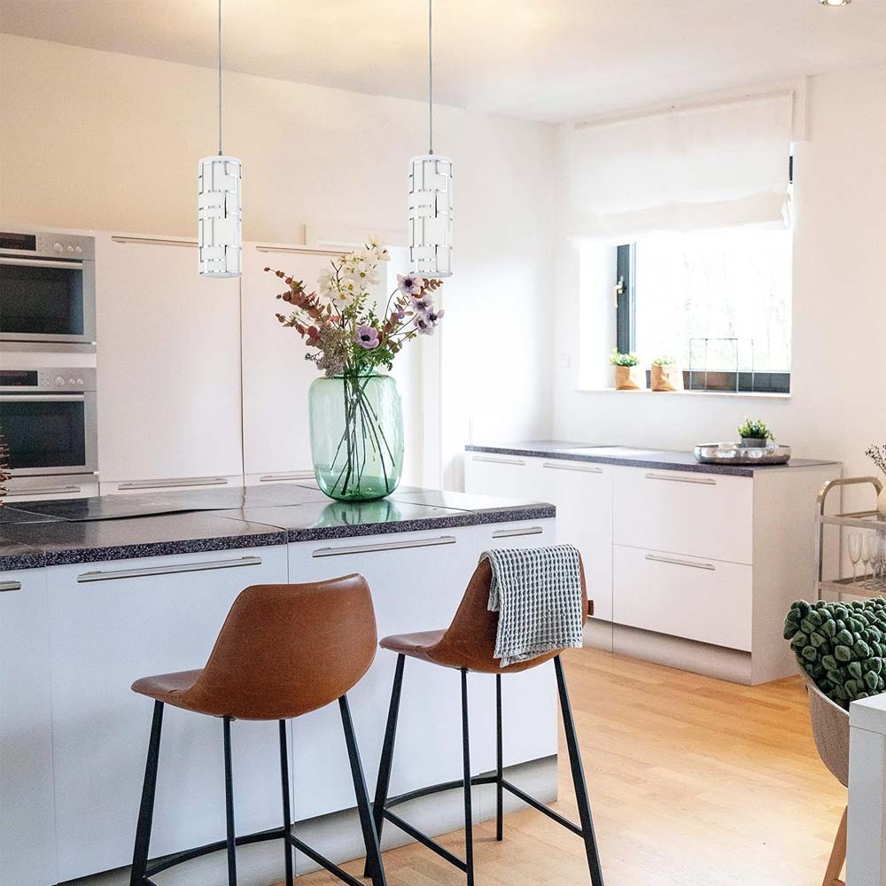 LUMINARIO COLGANTE CRISTAL BLANCO 1X60W E26 ACABADO CROMO EGLO