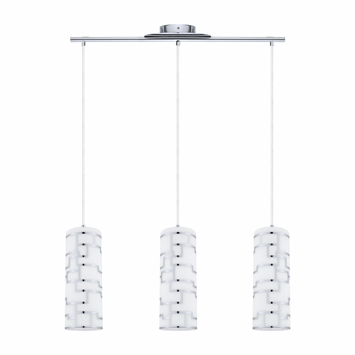 LUMINARIO COLGANTE 3 LUCES 3X60W E26 CRISTAL BLANCO DECORACIONES CROMO MCA EGLO
