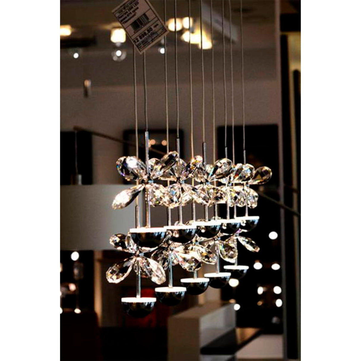 LUMINARIO COLGANTE LED 25W. 10 LUCES CROMO CRISTAL CON LAMP. 93663 PIANOPOLI ***HAE 2024***