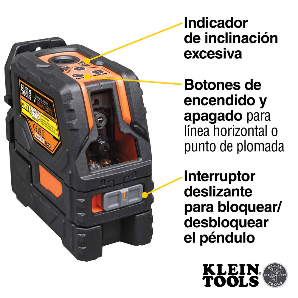 NIVEL LASER AUTONIVELANTE CON NIVEL DE LINEAS EN CRUZ ROJAS Y PUNTO DE PLOMADA ROJO KLEIN TOOLS