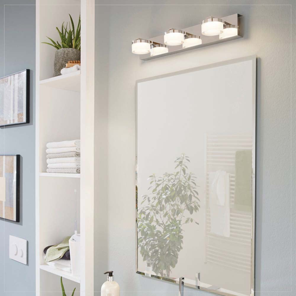 LUMINARIO PARED LED 4.5W. 3 LUCES ACERO CROMO PLASTICO TRANSP. SATIN LED INTEGRADO 94653 ROMENDO EGLO