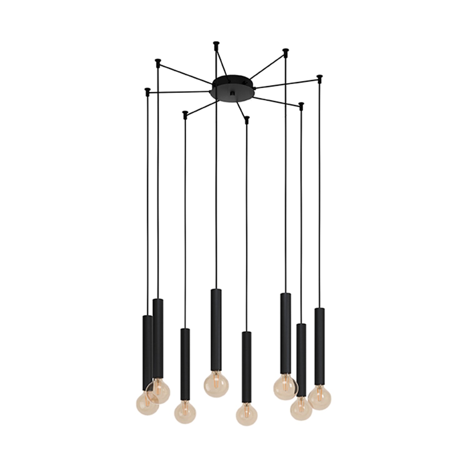 LUMINARIO COLGANTE DE8 LUCES ACERO NEGRO CORTENOVAMCA EGLO ***HAE 2024***