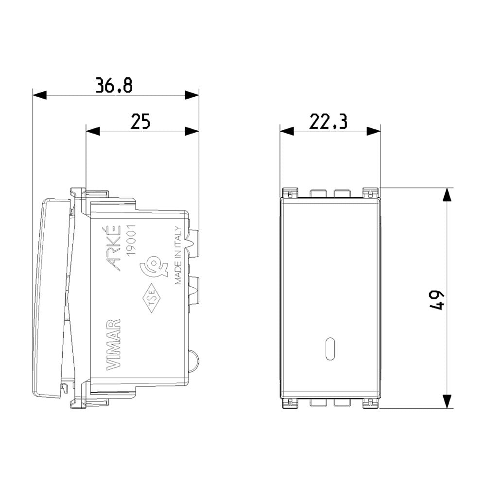 INTERRUPTOR 1P 16AX 2 MOD. BLANCO ARKE