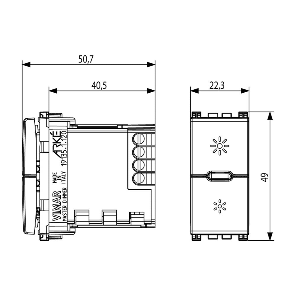VARIADOR MASTER UNIVERSAL PULSANTE 120 V GRIS ARKÉ VIMAR