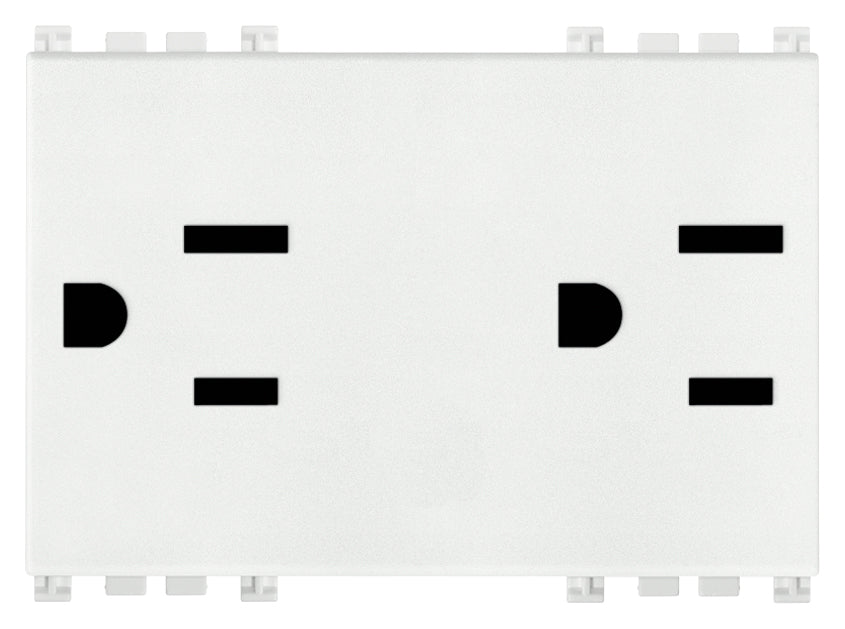 TOMACORRIENTE 2P+T 15A/127V. 3 MOD. USA BLANCO ARKE VIMAR