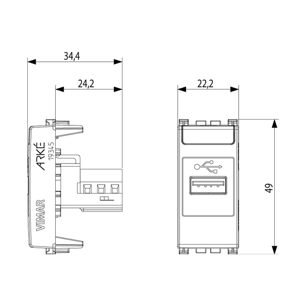 TOMA CON CONECTOR USB 1 MOD. BLANCO ARKE VIMAR