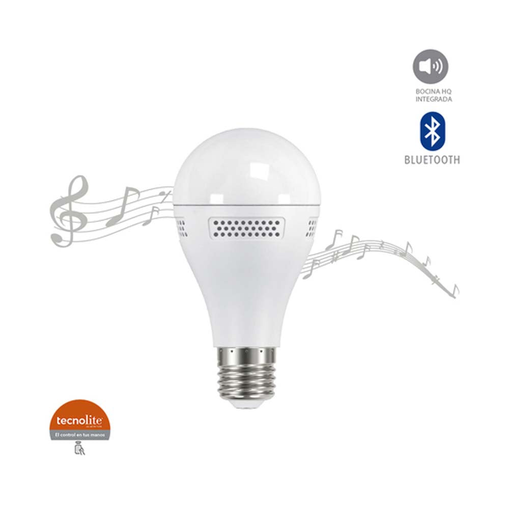 FOCO 9W. LED LUZ CALIDA BRILLANTE C/BOCINA BLUETOOTH NO ATENUABLE ***TECNOLITE HAE***