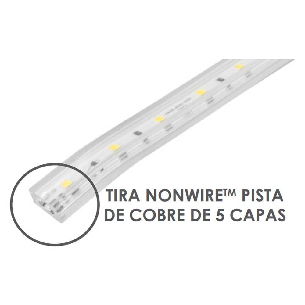 TIRA EXTRAPLANA LED 2835 60LEDS ROLLO 50M BLANCO CALIDO ATENUABLE 120 ENCAPSULADA NONWIRE CRI80 127V IP65 ILUMILEDS ***REQUIERE FUENTE TIPO CP O FP***