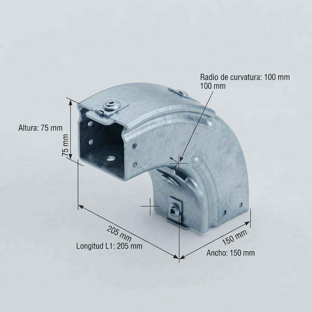 CURVA VERTICAL 90 150X75MM. (INCLUYE TAPA) (31AUC150Z)