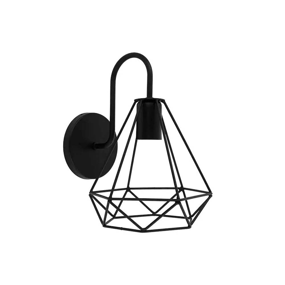 LUMINARIO DE PARED ARBOTANTE BASE Y SOPORTE METALICA COLOR NEGRO 25CM 23.5X29.5CM USO INTERIOR NO INCLUYE LAMPARA