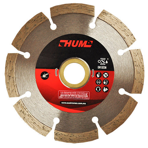 DISCO DE DIAMANTE SEGMENTADO HUM 4X0.070X7/8 105X1.9X22.2 MCA AUSTROMEX