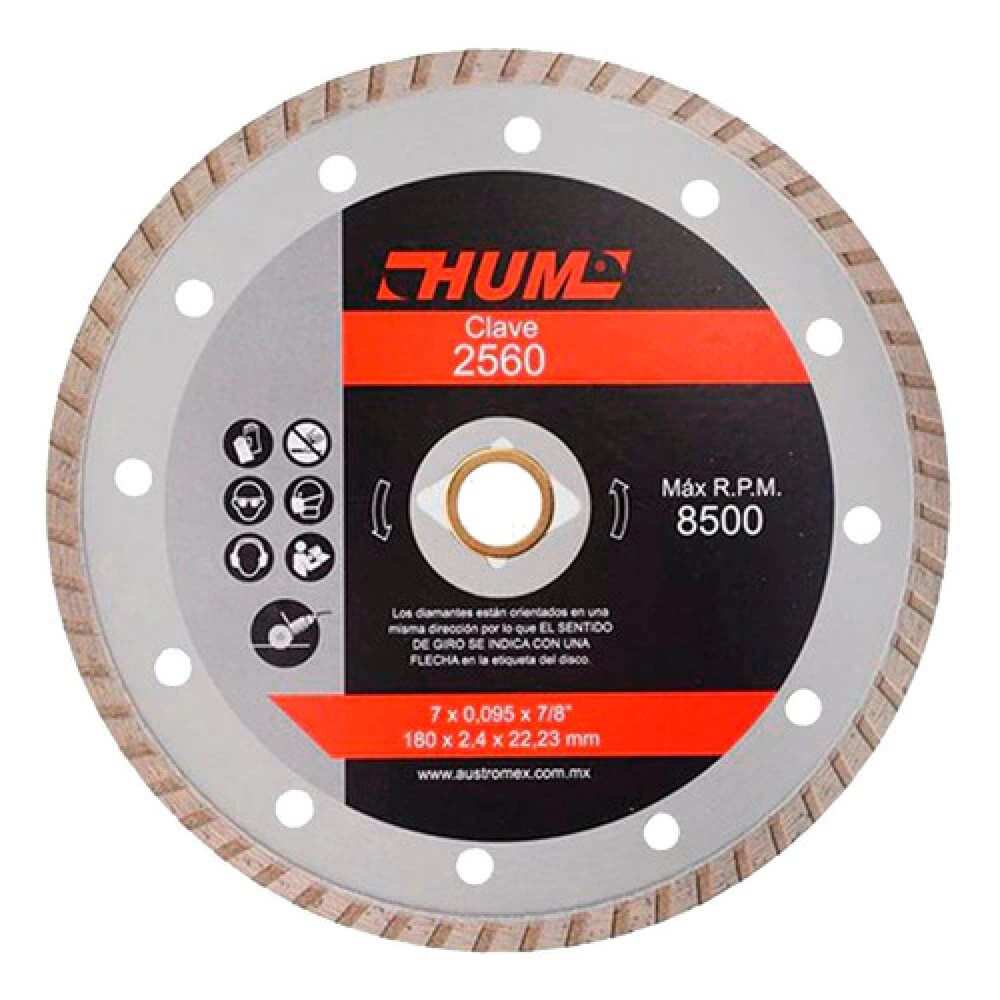 DISCO DE DIAMANTE TURBO HUM 7X0.095X7/8 180X2.3X22.23 MCA AUSTROMEX