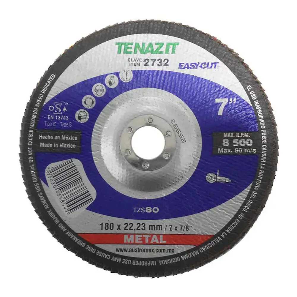 DISCO LAMINADO EASY-CUT GRANO 40 TZS-80 7X7/8 178X22.2 MCA AUSTROMEX