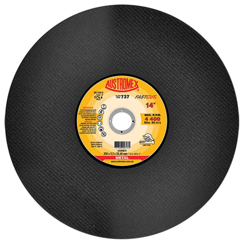 DISCO PARA CORTE DE METAL (HUECOS) A30RBF3 14X1/8X1 350X3.2X25.40 MCA AUSTROMEX