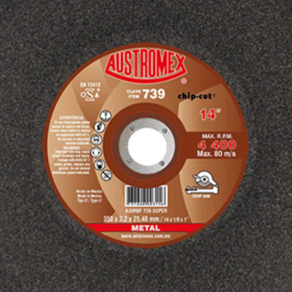 DISCO PARA CORTE DE METAL (SOLIDOS) A30RBF 739 SUPER 14X1/8X1 350X3.2X25.40 MCA AUSTROMEX