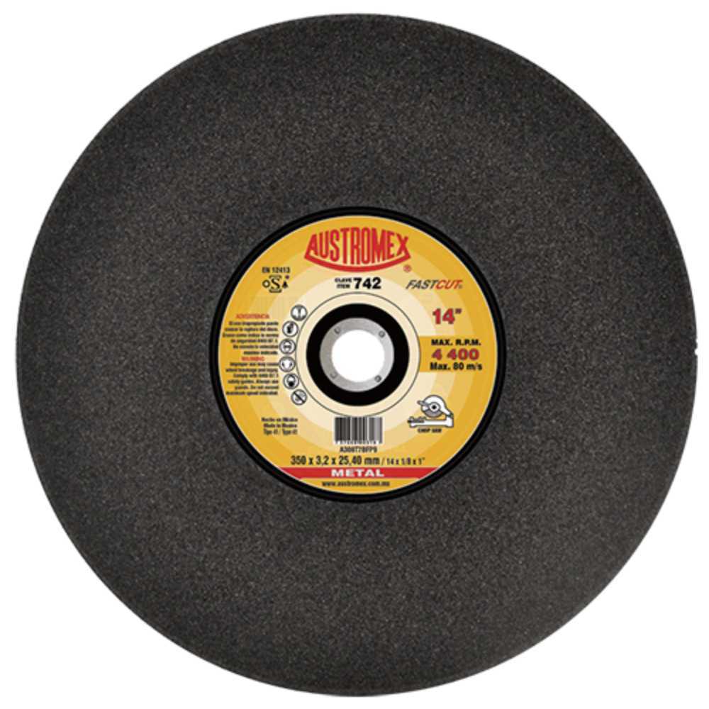 DISCO PARA CORTE DE METAL (SOLIDOS) A308T7BFP9 14X1/8X1 350X3.2X25.40 MCA AUSTROMEX