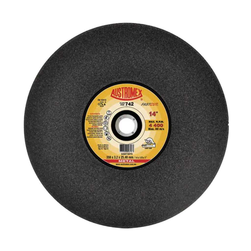 DISCO PARA CORTE DE METAL (SOLIDOS) A308T7BFP9 14X1/8X1 350X3.2X25.40 MCA AUSTROMEX