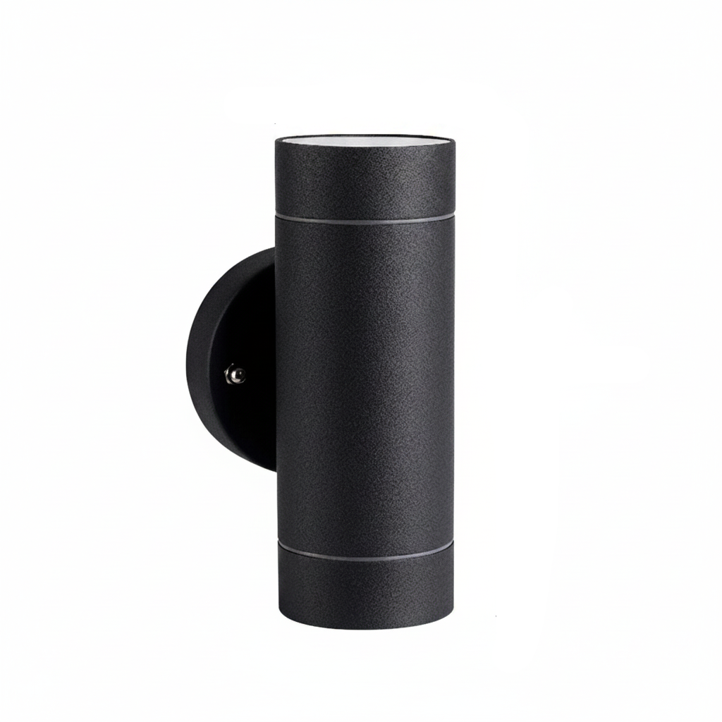 LUMINARIO CIRCULAR INCANDESC. MURO EXTERIOR CUBIERTO 127V 50-60HZ 2XGU10 NEGRO BMS-022N2