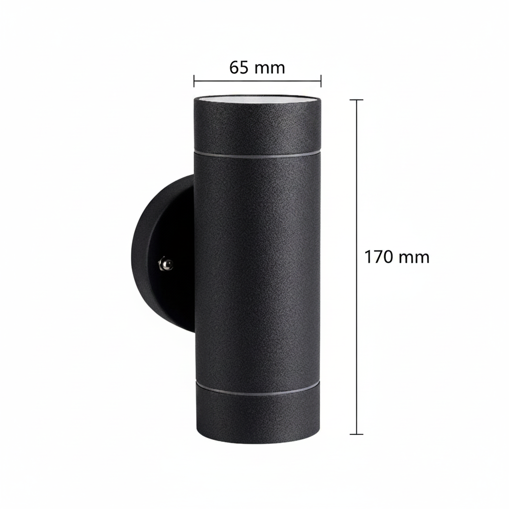 LUMINARIO CIRCULAR INCANDESC. MURO EXTERIOR CUBIERTO 127V 50-60HZ 2XGU10 NEGRO BMS-022N2